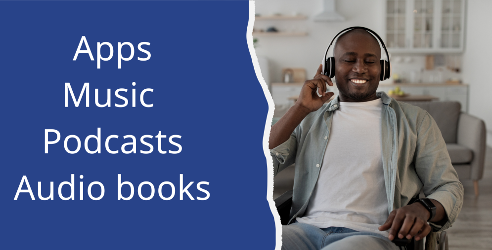 Guy listening on earphones