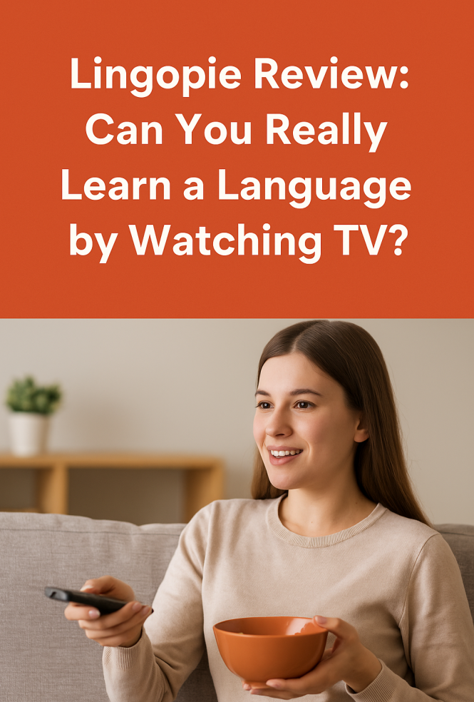 A girl using TV and watching Lingopie